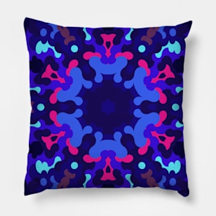 Retro Mandala Blue and Pink Pillow