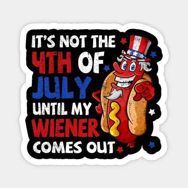 4th of July Funny Wiener Partying Grilling Fourth Humor Gift Hot Dog BBQ Magnet by Durhamw Mcraibx