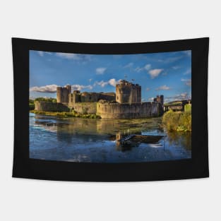 Caerphilly Castle in Wales South Facing Walls Tapestry