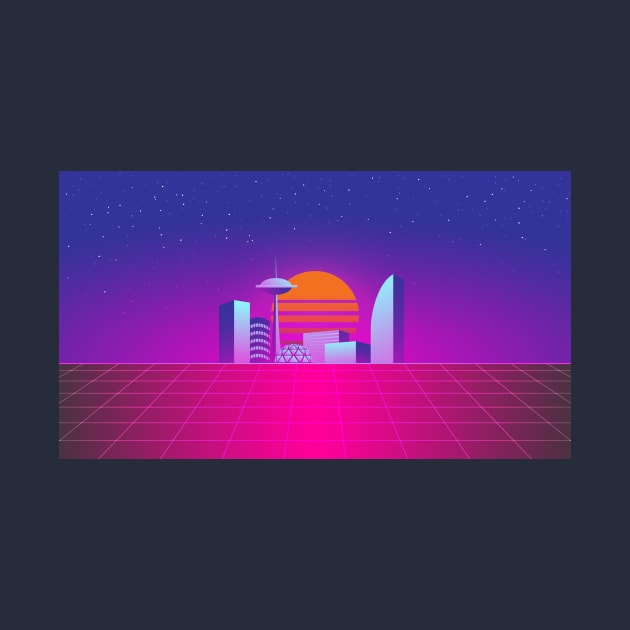 Synthwave 80's neon city by RARA_AVIS