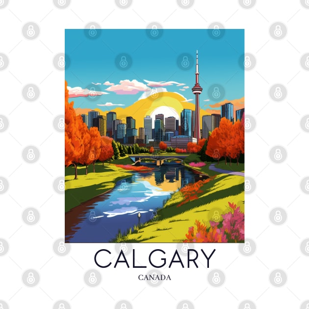 A Pop Art Travel Print of Calgary - Canada by Studio Red Koala