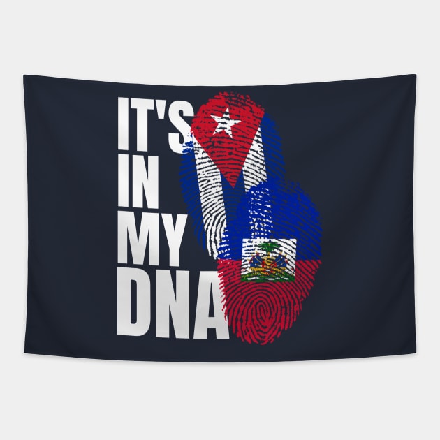 Haitian And Cuban Mix DNA Flag Heritage Gift Tapestry by Just Rep It!!