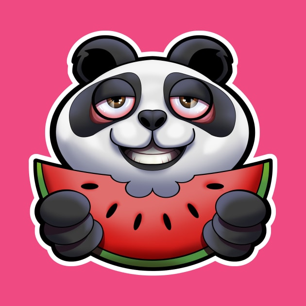 SNAX Panda eating watermelon by SilverBaX