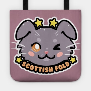 KAWAII Chibi Scottish Fold Cat Face Tote