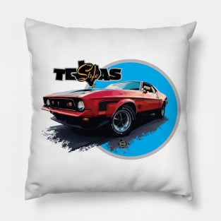 Texas Style Mustang Mach 1 Cyan Pillow