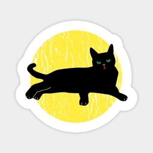 Vintage Black Cat Halloween Full Moom Magnet