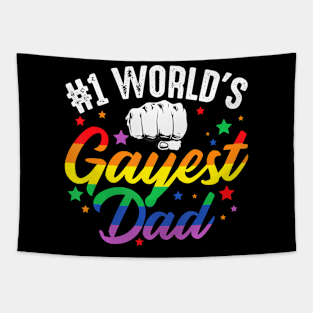 World's Gayest Dad  Father's Day LGBT Pride Tapestry