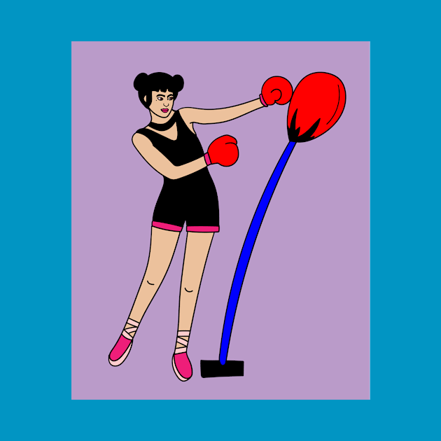 Boxing Female Boxer Retro Boxing Gloves by flofin