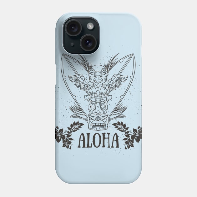 Aloha Hawaiian Tiki and Surfboard Phone Case by bluerockproducts