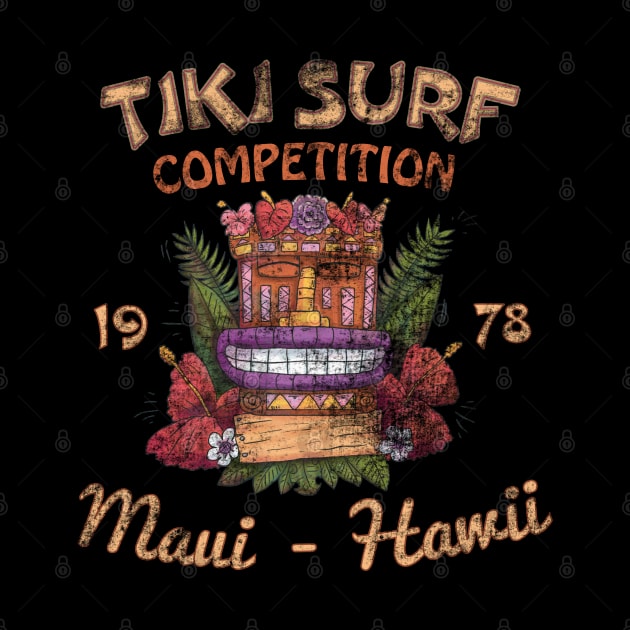 Maui Hawaii Tiki Surf Retro Competition Hawaiian Tiki Mask by Surfer Dave Designs