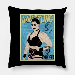 Artwork Rhea Ripley Wrestling /// Just Say No To Drugs Pillow