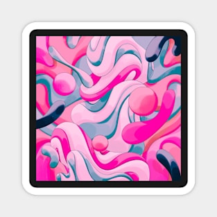 Pink abstract squiggles Magnet