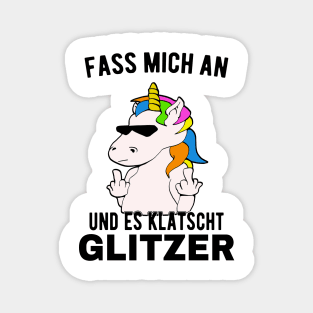 Einhorn zeigt Mittelfinger Es Klatscht Glitzer Fun Magnet