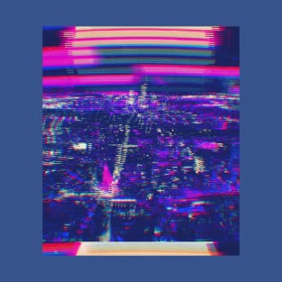 night city glitch vhs retro T-Shirt