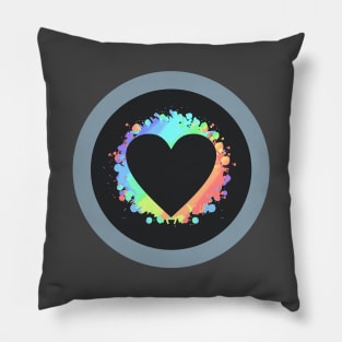 Colorful Black Heart Design Pillow