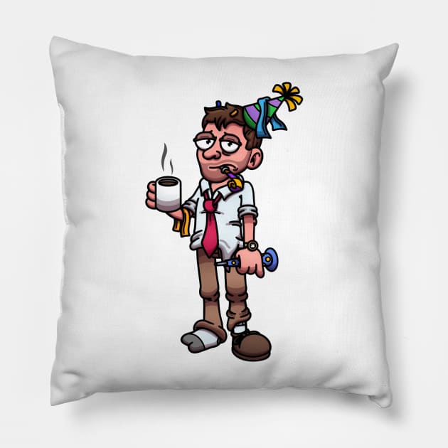 Man With Hangover After Party Pillow by TheMaskedTooner