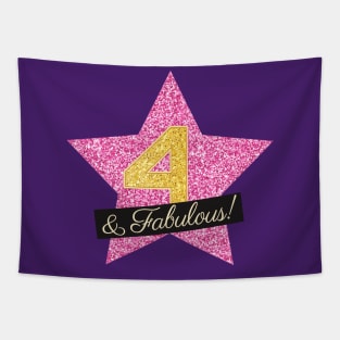 4th Birthday Gifts Women Fabulous - Pink Gold Tapestry