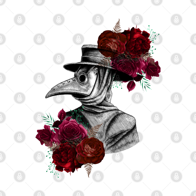 Disover Vintage Plague Doctor and Roses - Plague Doctor - T-Shirt