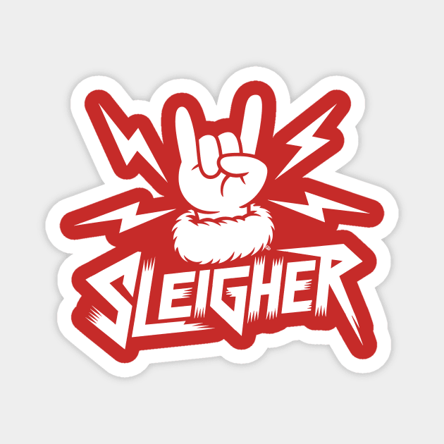 Sleigher – Metal Christmas Rock Hand Magnet by Cosmo Gazoo
