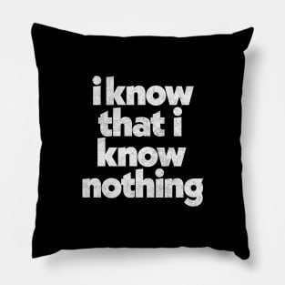 I Know That I Know Nothing / Philosophy Quote Pillow