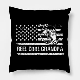 Mens Reel Cool Grandpa American Flag Fisherman Daddy Father's Day Gifts Fishing Pillow