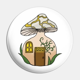 Yellow Mushroom House Fantasy Print Pin