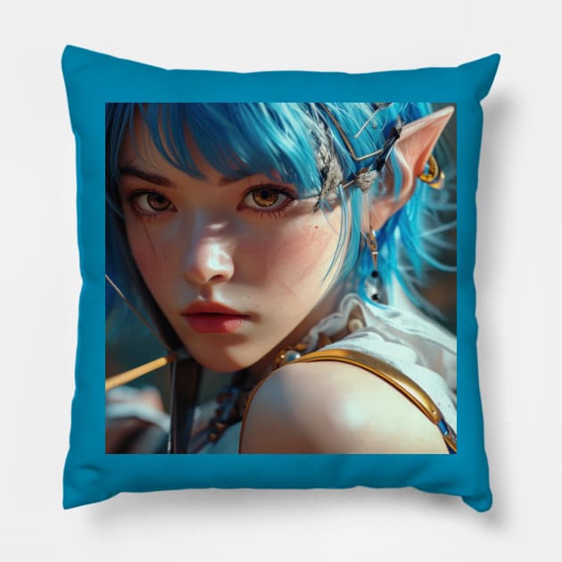 Elf Girl Archer Pillow by Century21Mouse