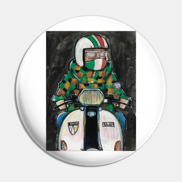 Retro Scooter, Classic Scooter, Scooterist, Scootering, Scooter Rider, Mod Art Pin by Scooter Portraits