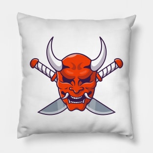 Oni Mask With Sword Pillow