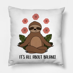 Sloth Yoga Meditation, Balance, Funny Zen Gift Pillow