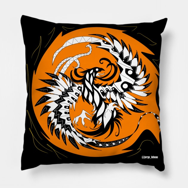 phoenix bird in flames of wisdom Pillow by jorge_lebeau