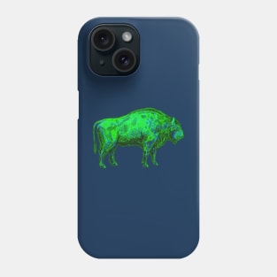 Bison Skeleton Interactive Green&Blue Filter T-Shirt By Red&Blue Phone Case