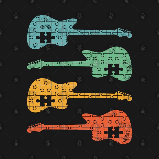 Offset Style Electric Guitar Puzzle Cool Retro Colors by nightsworthy