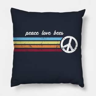 Retro Stripes Peace Love Bees Pillow