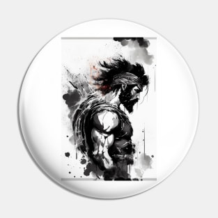 Greek Spartan Ink Painting Pin