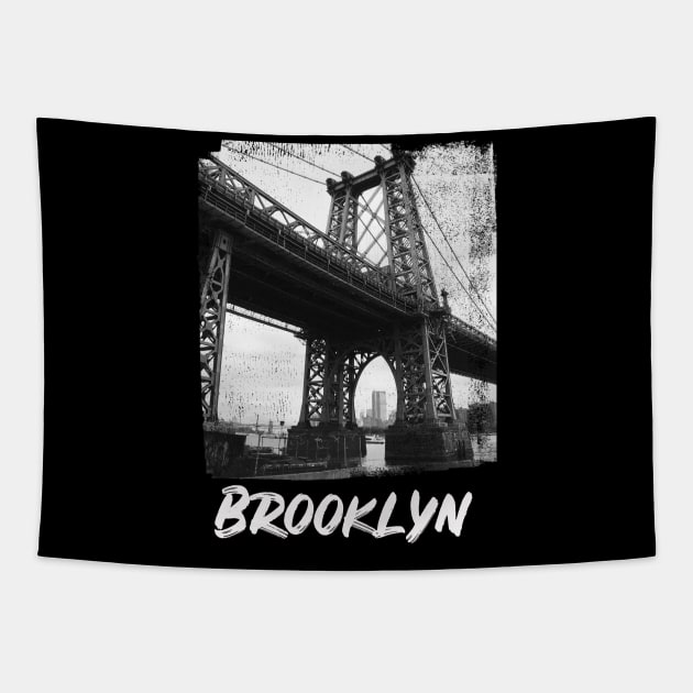 New York Brooklyn Bridge Grunge Style Tapestry by Jimmyson