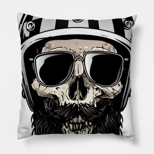 Skull Biker T-Shirt Pillow