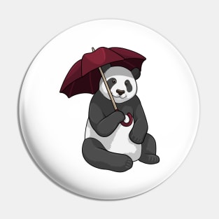 Panda at Rain with Umbrella Pin