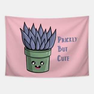 Prickly But Cute Kawaii Cactus Succulent Purple in Green Pot Tapestry