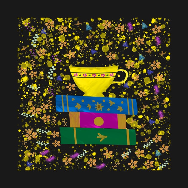 Floral Books and Coffee Lover by ArtNomad