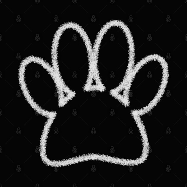 White Chalk Line Dog Paw Print by Braznyc