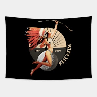 Klickitat 1920's Art Deco Indian Moon Pin Up Girl Retro Stand Strong Tapestry