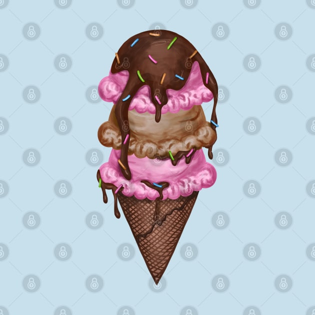 Ice Cream Cone Triple Scoop by sparkling-in-silence