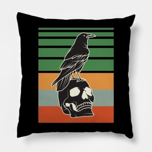 Vintage Skull And Raven Pillow