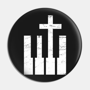 Keyboard And Cross | Christian Musician Pin