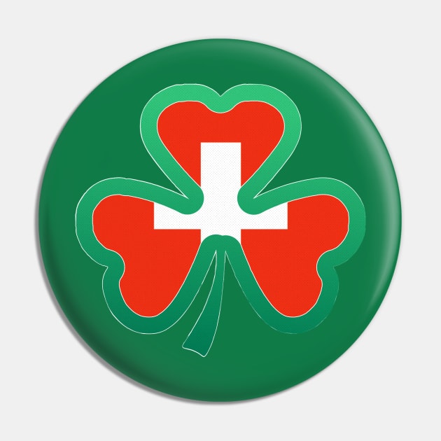 Swiss Flag for st patricks day, Irish Shamrock Pin by Myteeshirts