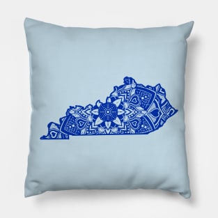 Blue Kentucky State Gift Mandala Yoga KY Art Pillow