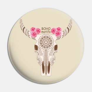 boho motifs with cow skull Pin