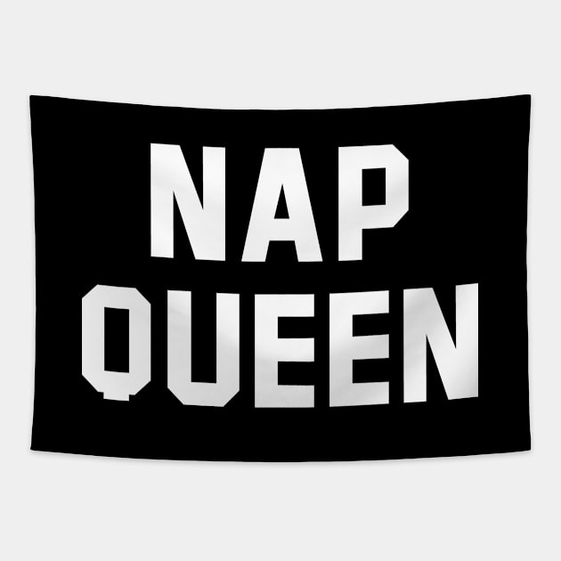 Nap Queen White Text Tapestry by Rebus28