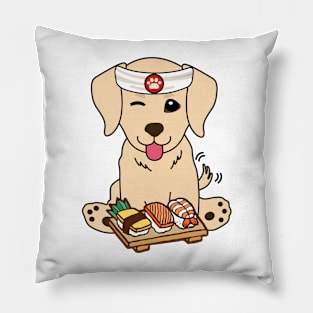 Sushi Chef Golden Retriever Pillow